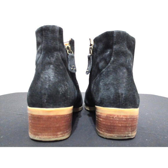 Hush Puppies Medium Moyen Black Suede Side Zip Booties Women 7.5 - Picture 6 of 11